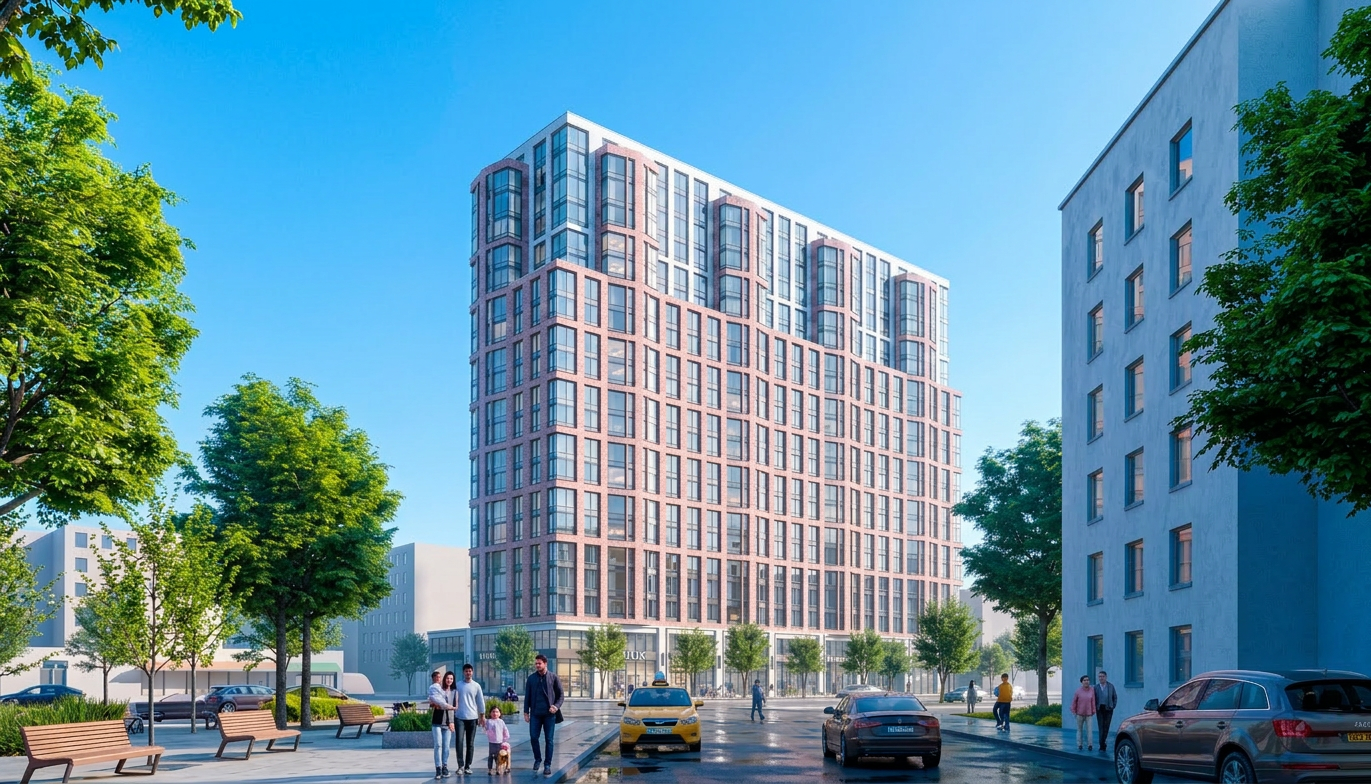 Architectural rendering of The Frances at 100-12 Queens Boulevard